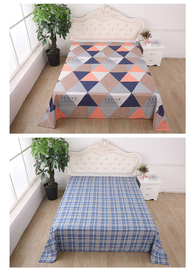 格子床单单件双人大床单仿植物羊绒230*240印花被单床上用品批发