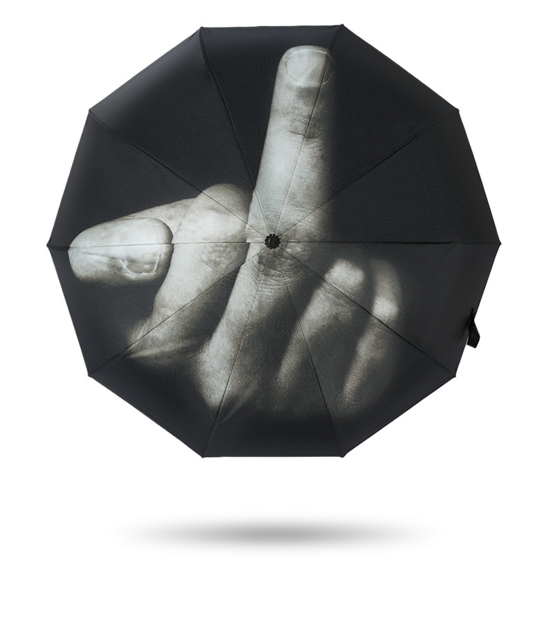 个性创意竖中指折叠雨伞全自动fuck搞怪国际手势鄙视防嗮遮阳伞男
