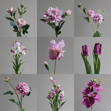 粉紫玫瑰绣球花婚礼布置插花家居餐厅台面装饰假花艺摄影绢花