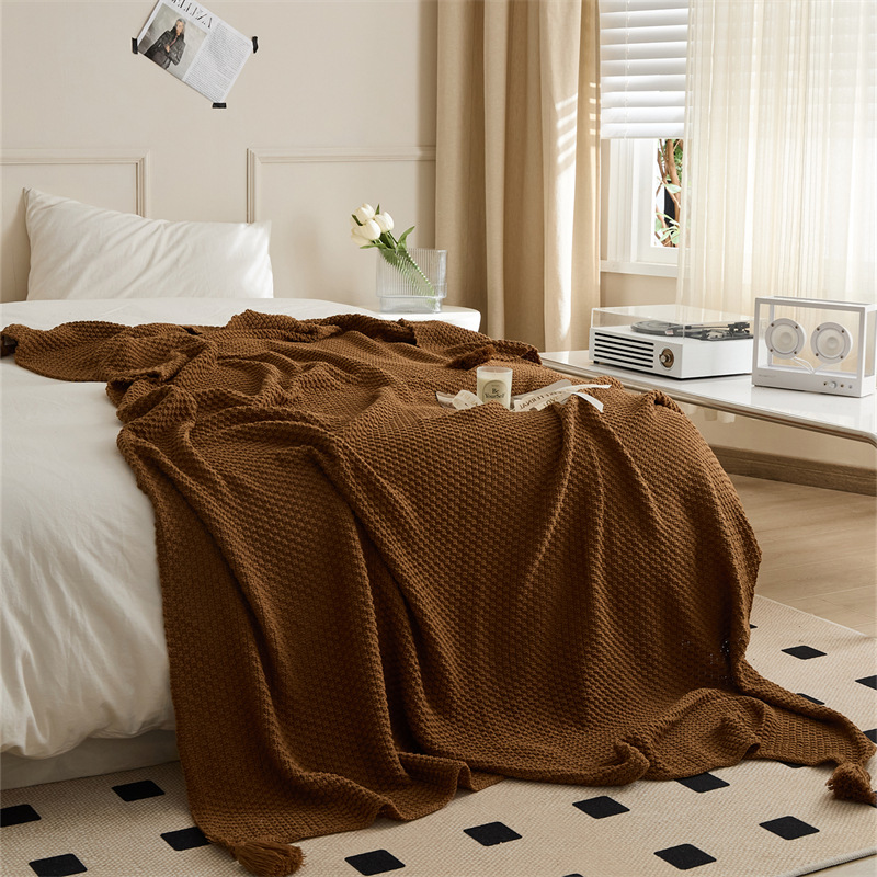 Knitted Blanket Nordic Instagram Style Sofa Blanket Pastoral Style Blanket Air Conditioning Blanket Solid Color Bed & Breakfast Bed Blanket