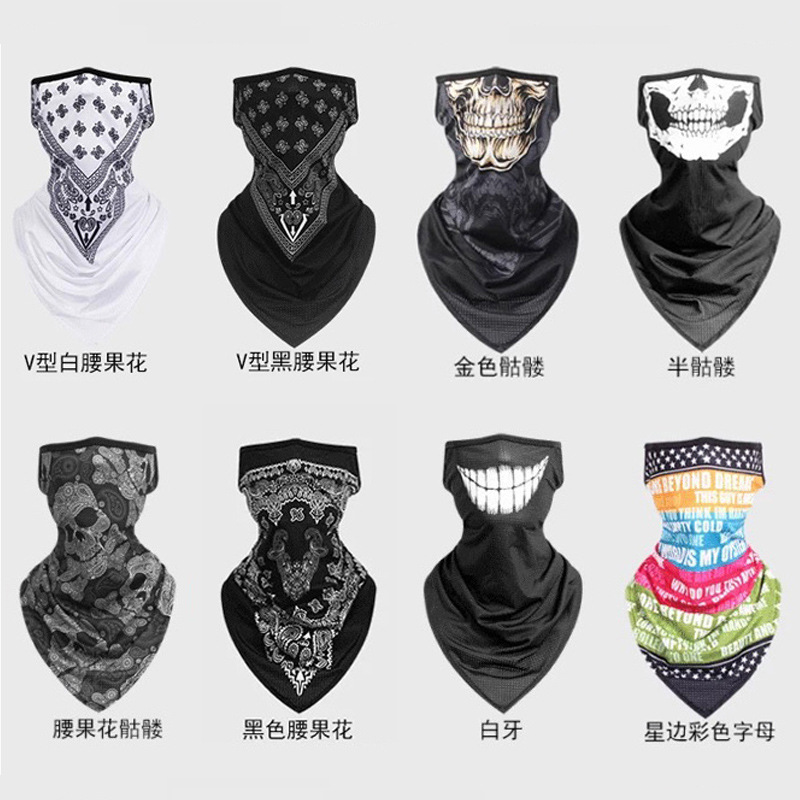 2024 Sun Mask Summer Sports Outdoor Mask Motorcycle Cycling Headscarf Hip Hop Half Face Towel Ear Hanging