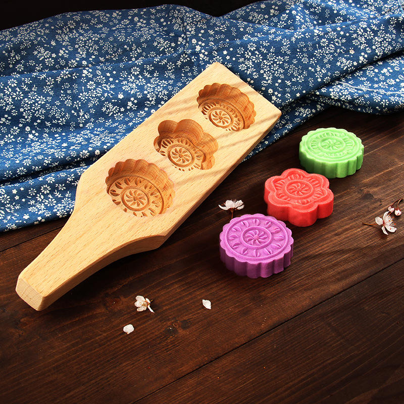 月饼模具木质冰皮月饼绿豆糕模型家用南瓜饼干年糕花样馒头印具