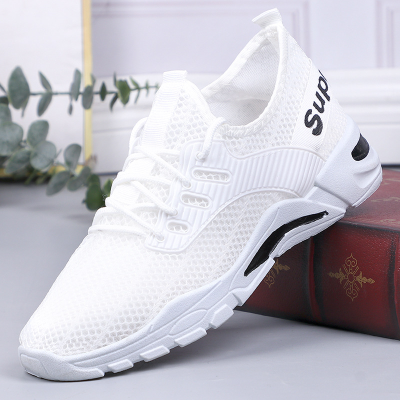 Factory Direct Sales Summer Men's Mesh Cloth Shoes Lace up Breathable Mesh Style for Sports Pumps Thin Light Running Shoes