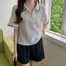 翻领Polo衫短袖T恤女夏季新款宽松ins学院风学生百搭闺蜜装上衣潮