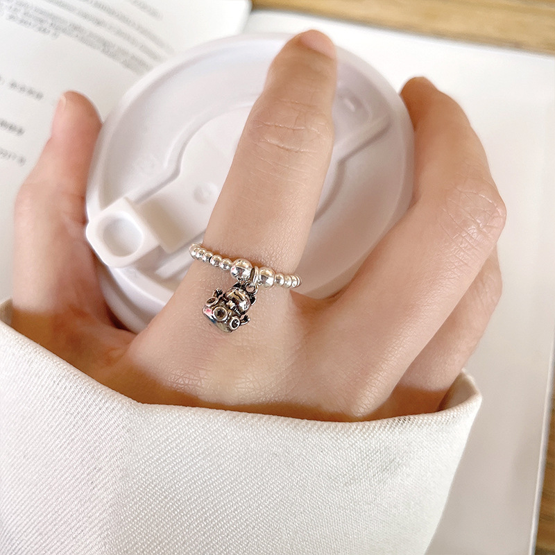 Zhiyun Beads Personality Simple Silver Ring Non-Fading Elastic String 925 Sterling Silver Ring Ins Style Ornament Wholesale Female