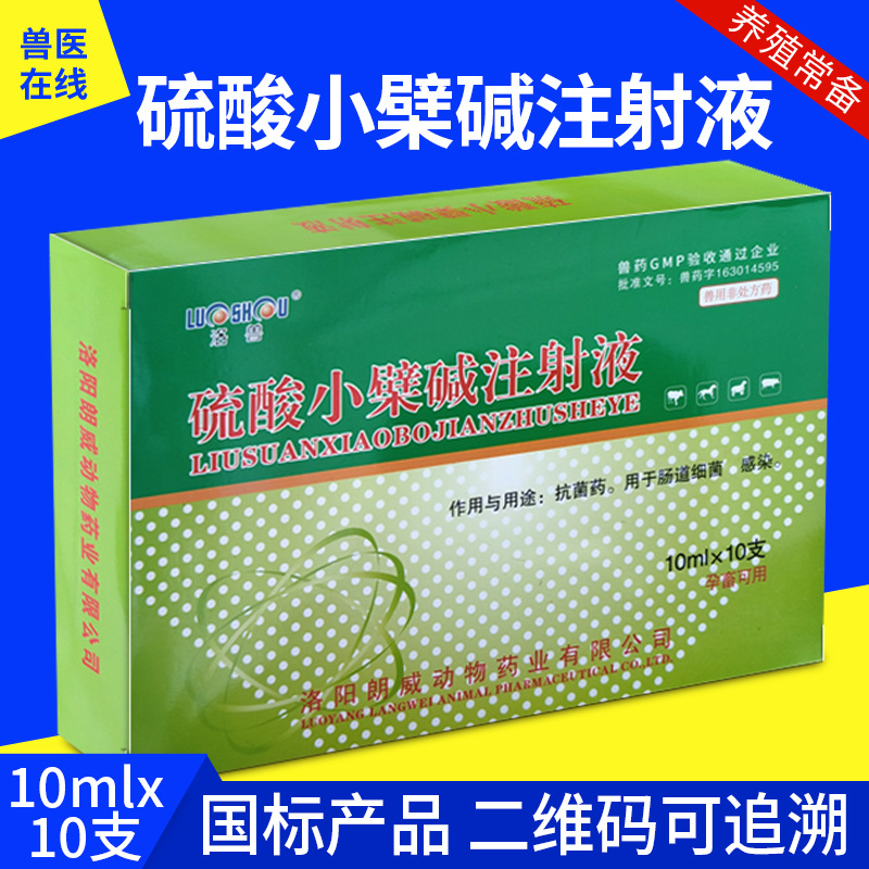 兽药盐酸小檗碱注射液黄白痢停恶痢康牛羊猪肠毒泻利停水泻肠炎宁