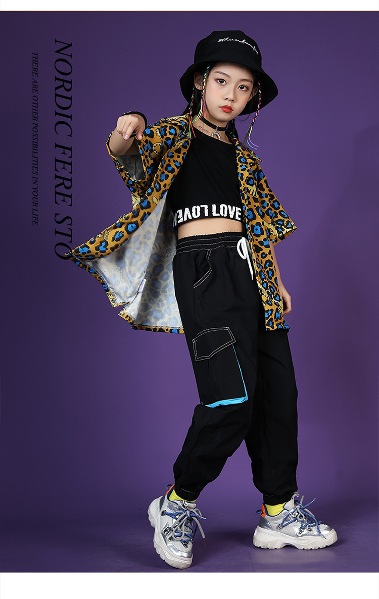 儿童嘻哈街舞服潮装男童夏季短袖衬衣女孩爵士舞学生舞蹈演出服潮