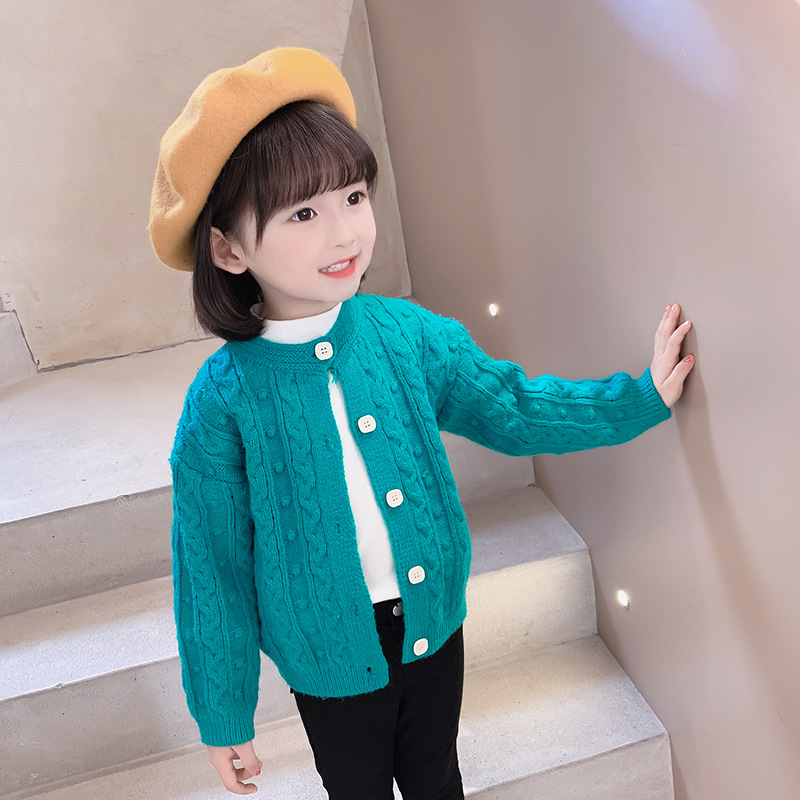 女童开衫毛衣2021新款春秋季儿童洋气外套韩版女宝宝针织衫秋装潮