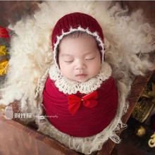 摄影道具新生儿小红帽子  影楼宝宝拍照满月照服装 毛线圣诞服装
