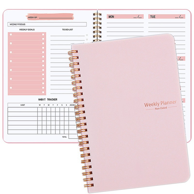 cross-border spot english schedule book week plan planner52 week coil notebook notebook notebook schedule book