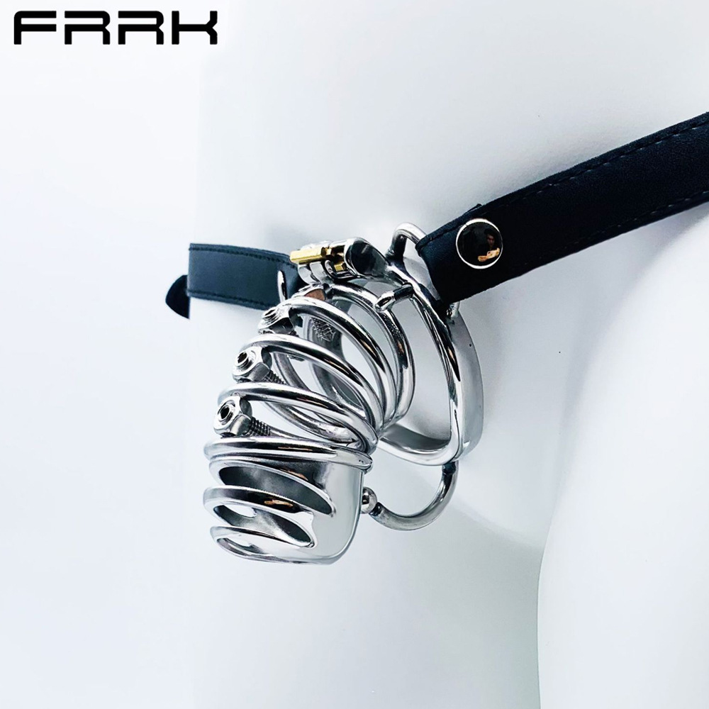 frrk新款男用cb贞操锁穿戴式托蛋款阳具锁鸟笼子防脱阴茎锁贞洁器