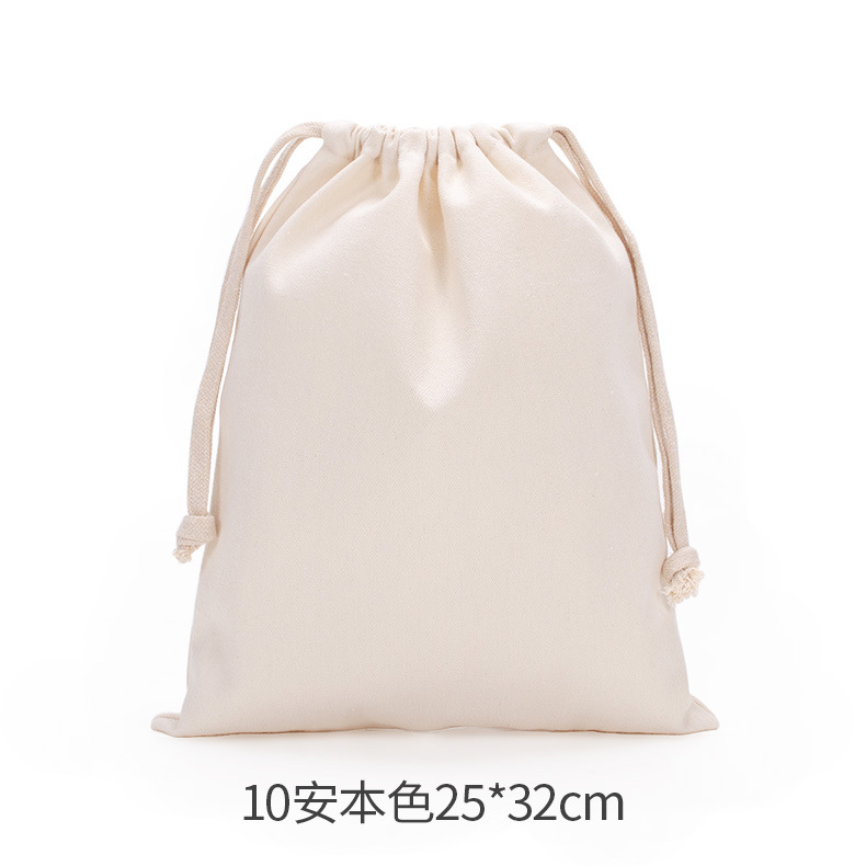 Factory Direct Supply Natural Cotton Bag Ins Wind Canvas Drawstring Bag Rice Grain Herbal Cotton Cloth Storage Drawstring Bag