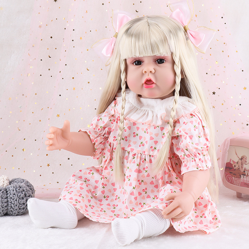 60cm Simulation Baby Reborn Doll Soft Rubber Doll Large Doll Cross-Border New Product Baby Girls' Toy