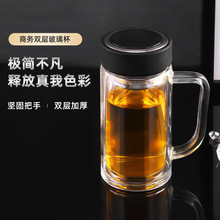 高硼硅商务双层玻璃茶水杯鹅蛋杯保温泡茶杯创意隔热杯印logo批发