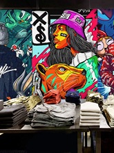 3D欧美潮牌店铺墙纸街头嘻哈涂鸦sperme背景墙布潮流服装店壁纸画