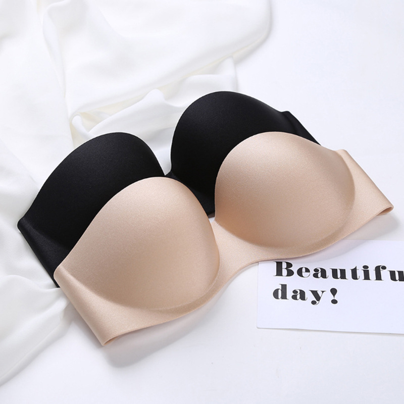 跨境夏季防滑无肩带隐形文胸 女士婚纱美背薄款性感聚拢内衣无痕