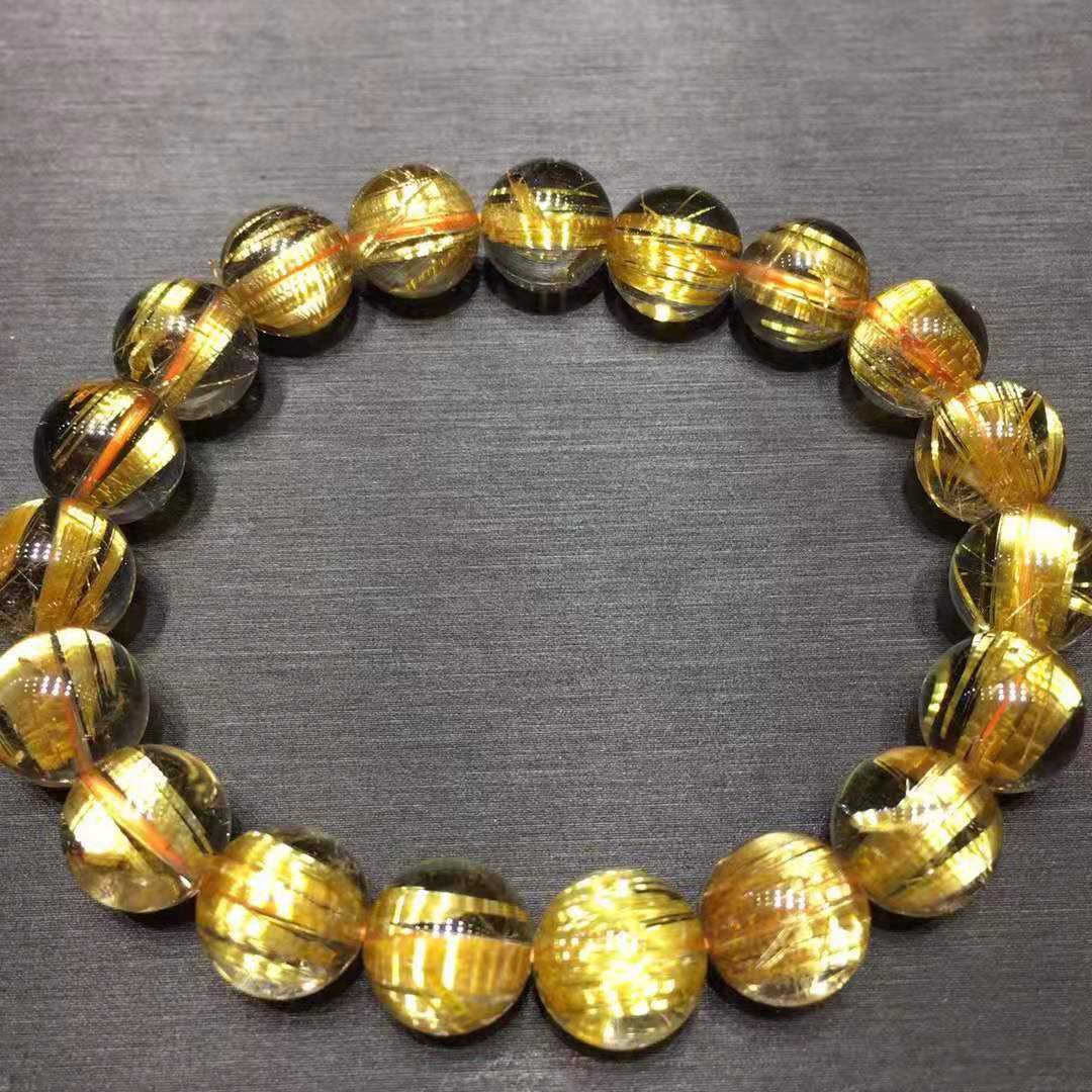 天然钛晶手链 金钛晶手链男女款 钛晶手链手串 金发晶钛晶手链