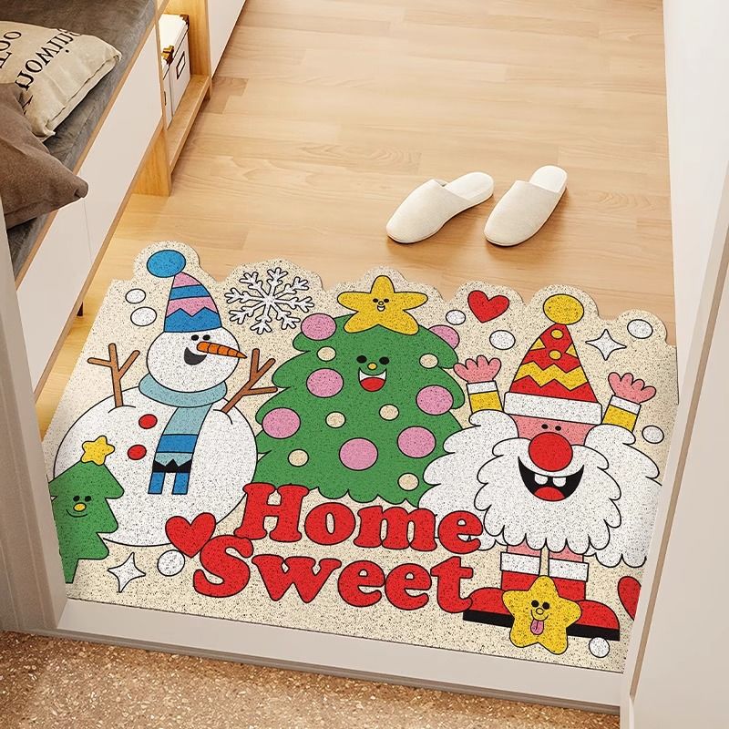 Cartoon Cute Style Entrance Door Mat Christmas Decoration Pvc Foot Pad Children Home Door Can Be Cut Pvc Loop Floor Mat