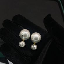 大小珍珠耳钉925银针前后双面珠子女耳环设计感气质小众耳饰批发