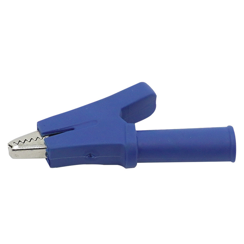 纯铜电瓶夹子鳄鱼夹电线夹中号带4mm插孔 插式高压全包护套夹30a