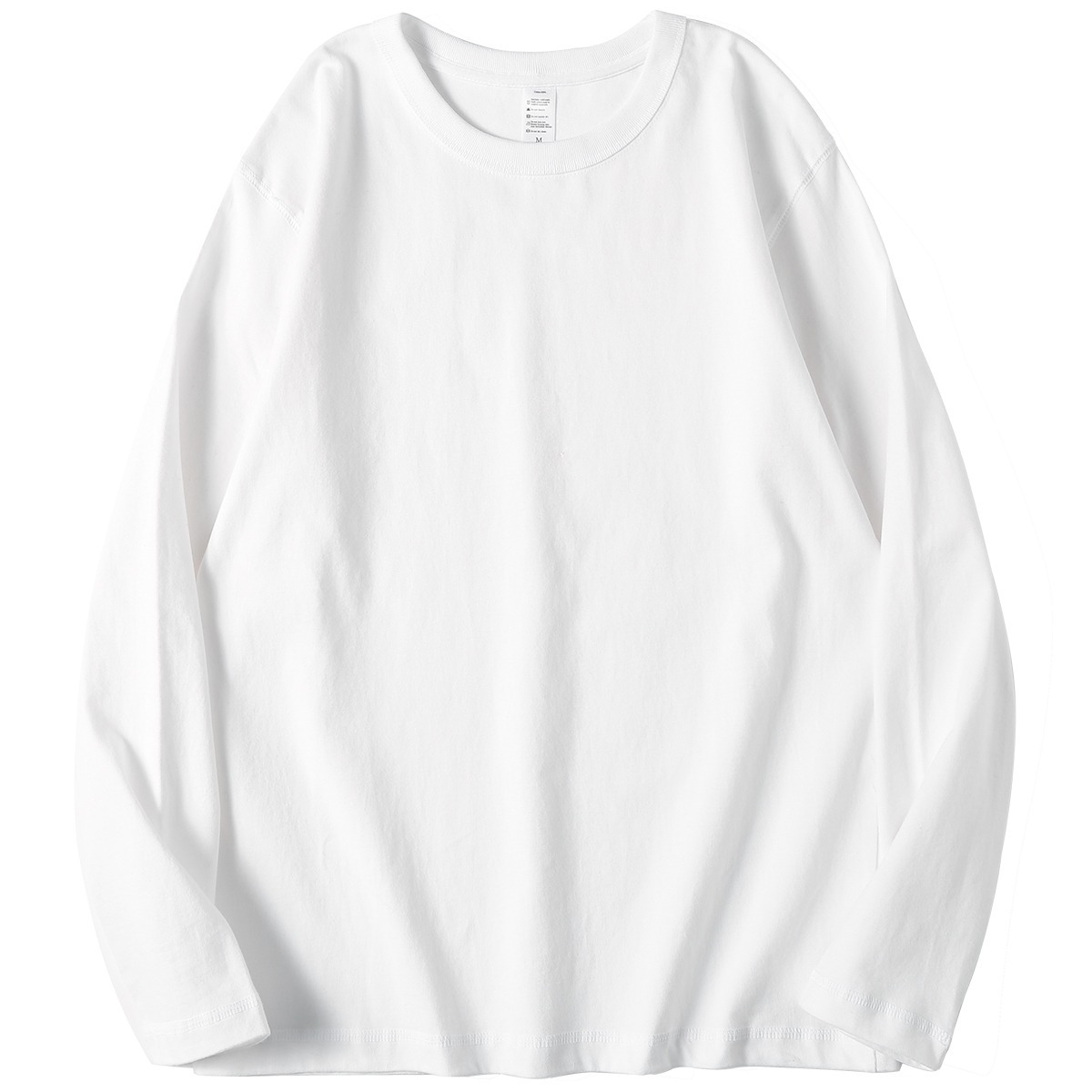 Sanben Needle 320G Heavy Xinjiang Cotton White Long Sleeve T-shirt Men's Loose Thick Opaque Underwear T-shirt Bottoming Shirt