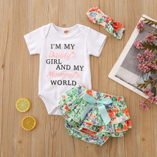 宝宝衣服亚马逊字母印花婴儿服夏季棉女宝套装新生儿周岁童装两件