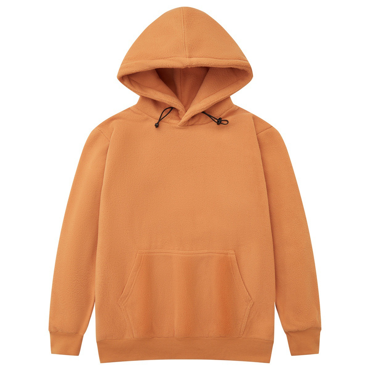 300g双面摇粒绒高街卫衣印logo连帽保暖班服情侣纯色空白套头批发