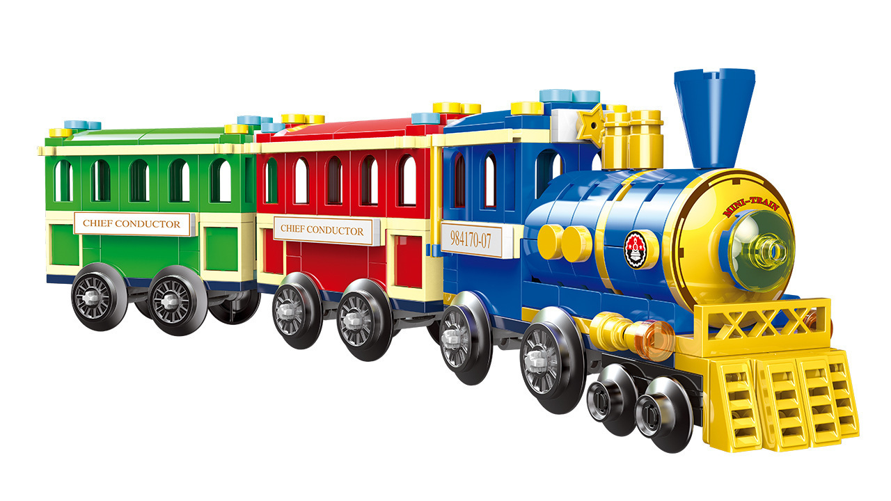 星堡积木游乐园系列火车风车轨道车xb01111-xb01114小粒积木玩具