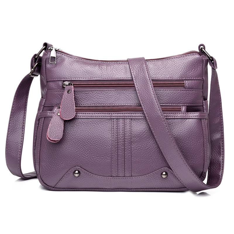 Customized Women's Bag 2022 New Fashion Shoulder Bag Soft Leather Large-Capacity Crossbody Bag Solid Color Middle-Aged Ladies' Mom Bag