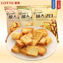 韩国进口LOTTE乐天蒜香披萨味烤面包片酥性葱香面包干零食小吃70g