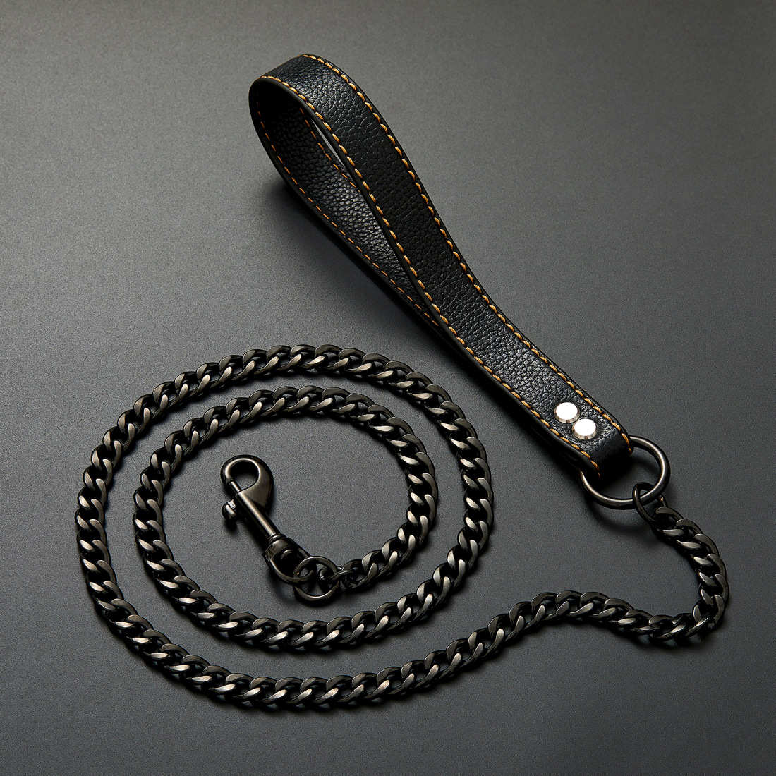 不锈钢钛钢狗链金色项圈宠物用品费焊口链条nk加罗链牵引绳11.5mm