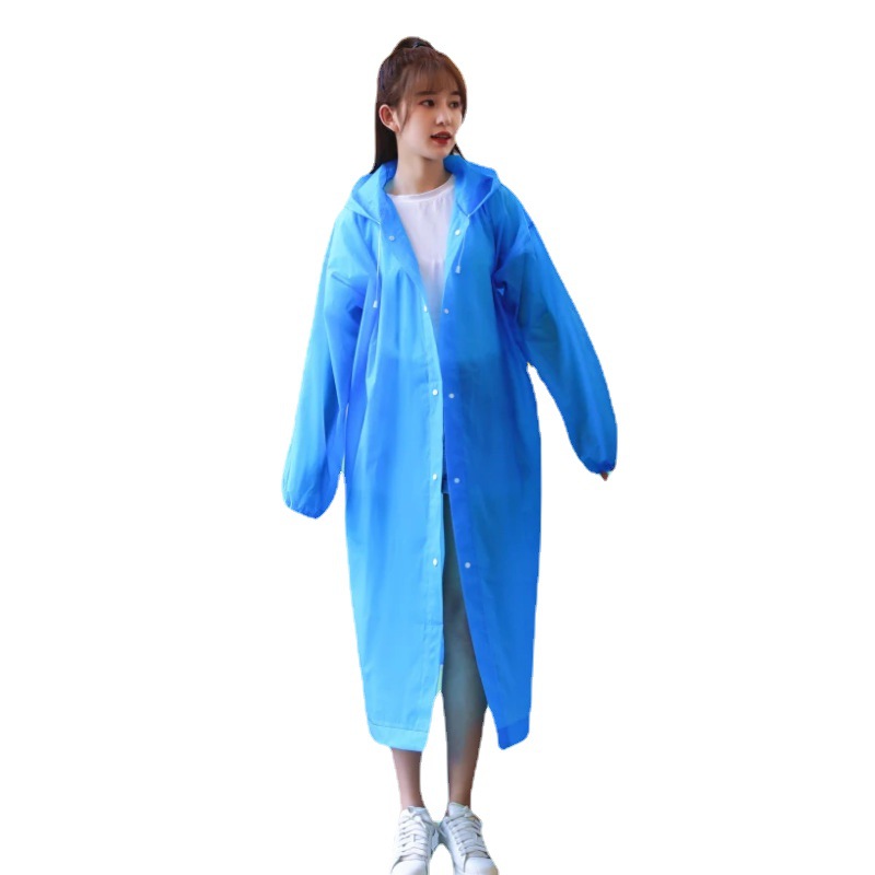 Wholesale Non-Disposable Raincoat Fashion Eva Adult and Children Outdoor Travel Portable Thickened Long Section One-Piece Raincoat