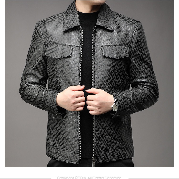 2023 Autumn and Winter New Lapel High-End First Layer Cowhide Leather Coat Men's Business Casual Trendy Jacket Jacket