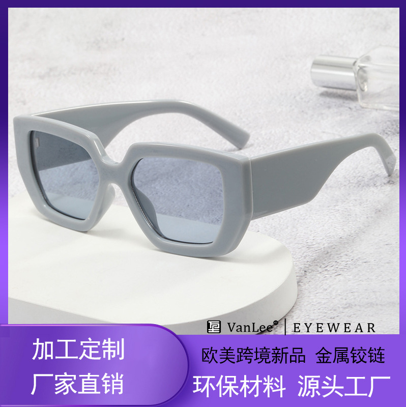 european and american fashion new style polygon large rim sunglasses vintage sunglasses metal hinge square-rimmed glasses