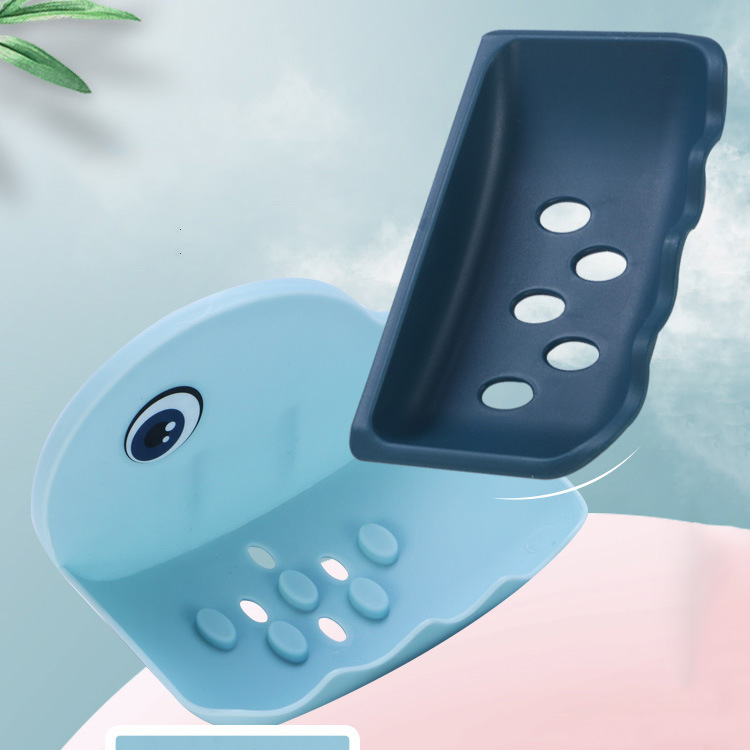 Creative Wall-Mounted Dancing Whale Soap Dish Bathroom Double Layer Drain Soap Box Bathroom Punch-Free Soap Holder