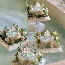 网红多比尼花园许愿池唯美生日蛋糕装饰小天使罗马柱翻糖硅胶模具
