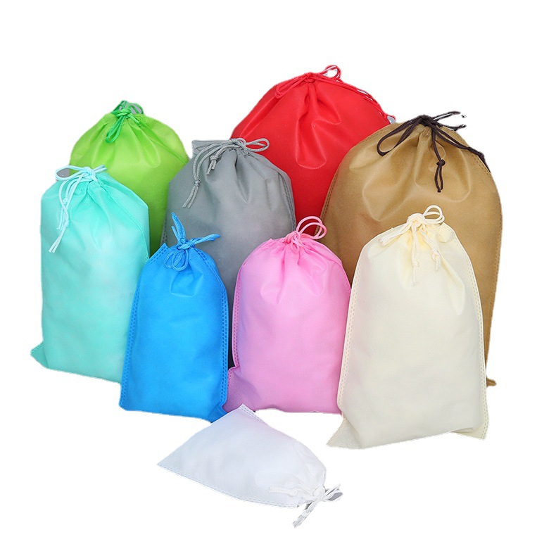 Non-Woven Drawstring Pouch Shoes Clothing Dustproof Storage Packing Bag Toy Building Blocks Drawstring Bag in Stock Printed Logo