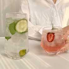 高颜值菱角玻璃杯 餐厅透明简约家用气泡水杯冷饮料杯喝水杯子