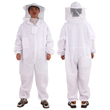 养蜂白色连体圆帽防蜂衣面纱夹克连体蜂衣透气手套蜂服出口跨境