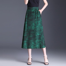 新中式国风醋酸缎面半身裙2024夏季新款时尚复古优雅中长款A字裙