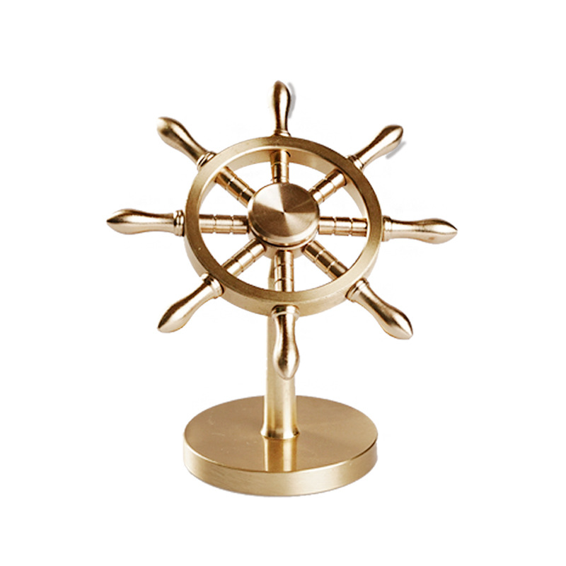 Brass Rudder Rotating Creative Ornaments Desktop Decompression Artifact Smooth and Rotatable Steering Wheel Crafts