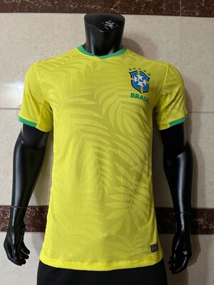 23-24巴西国家队五星提花黄色主场球员版球衣运动服短袖训练服