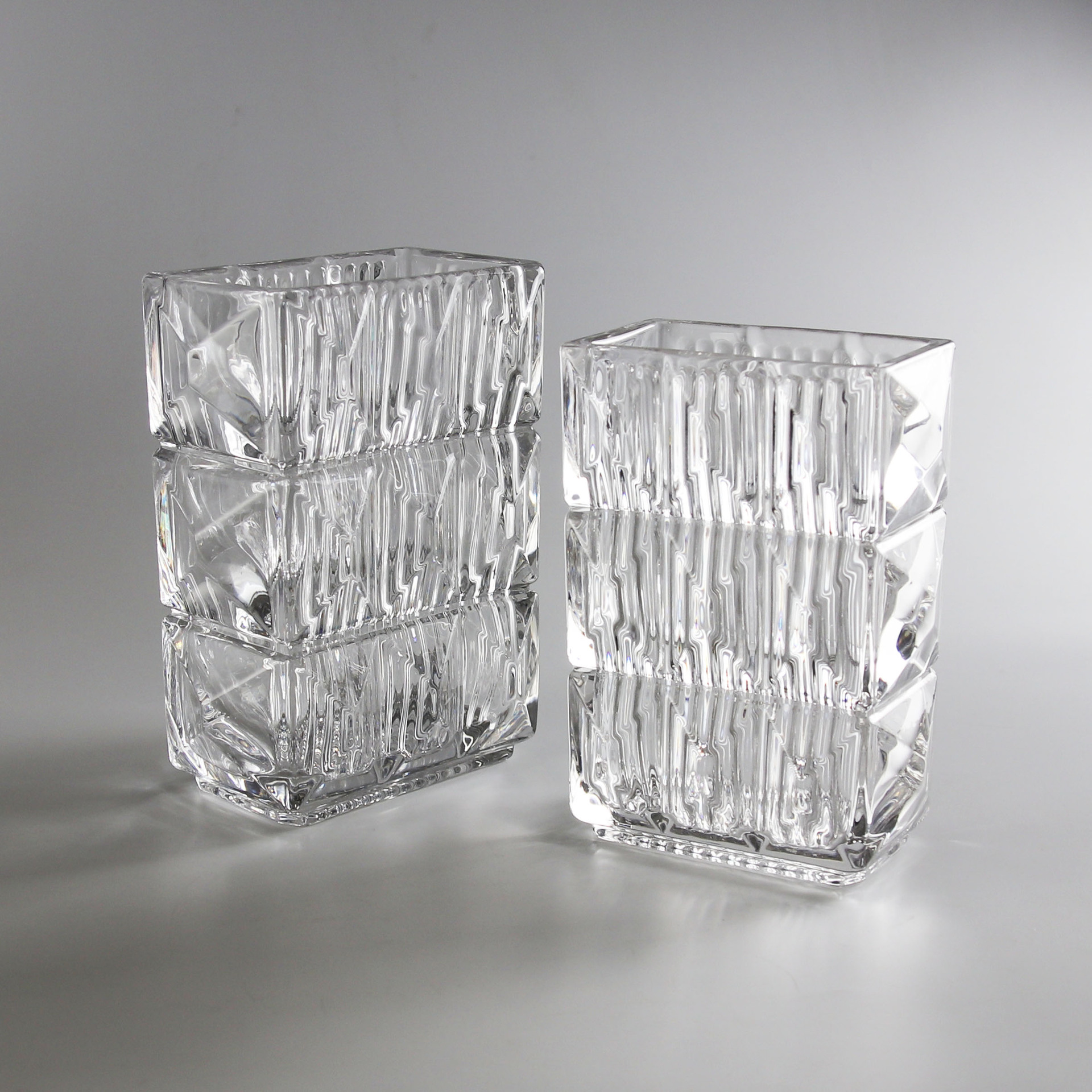 加厚方形精刻透明玻璃花瓶鲜花卢索花器网红轻奢餐桌家居软装摆件