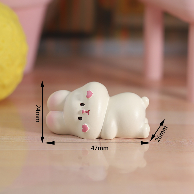 New Zodiac Rabbit Small Ornaments Resin Crafts Wholesale Office Desk Surface Panel Car Cake Home Decoration