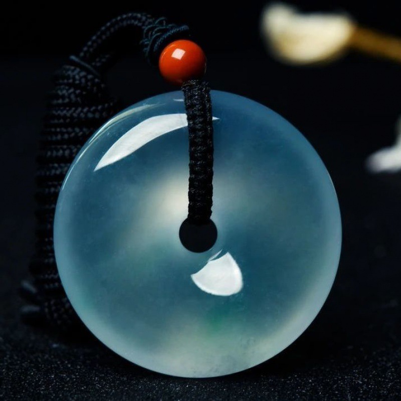 锦绣良缘缅甸天然a货翡翠平安扣老坑冰种飘花吊坠项链