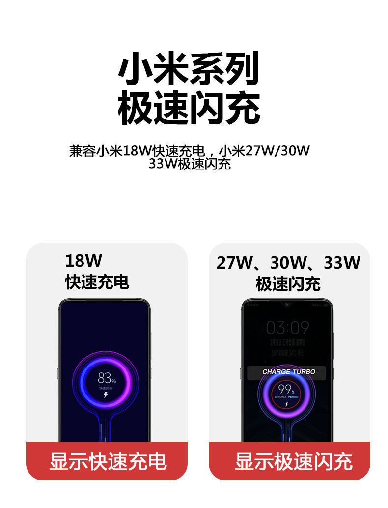 适用红米k40/k40pro小米10s充电器33w闪充note9pro快充头小米11