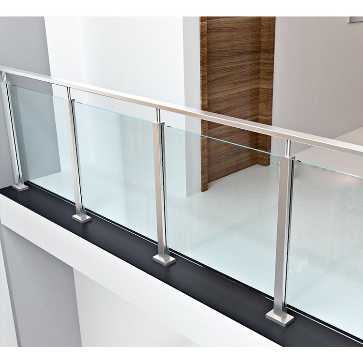 阳台玻璃栏杆50x50方管铝合金立柱扶手栏杆出口 别墅走廊玻璃护栏