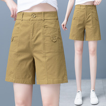 绿色阔腿短裤女夏季薄款2024新款五分裤夏天小个子高腰休闲裤子