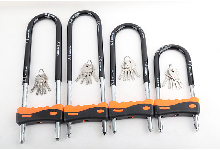 玻璃门u型锁双开门拉手锁商铺防盗锁具批发加粗锁梁支持定制通开