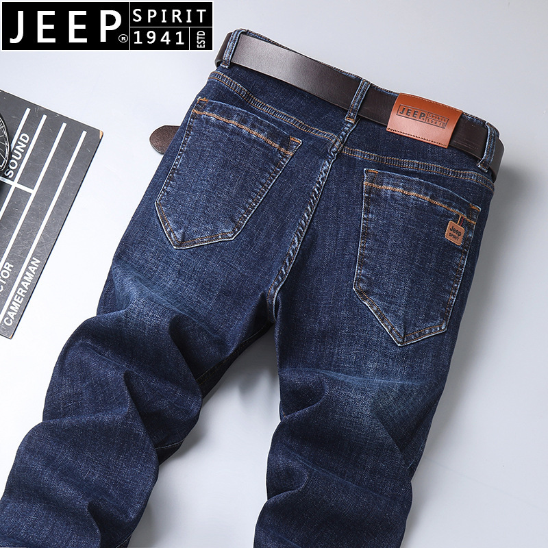 jeep spirit男士弹力厚款牛仔裤直筒中腰大码男裤商务休闲牛仔裤